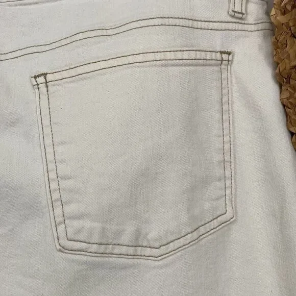 Eileen Fisher Cropped Raw Hem High-Rise Jeans Stretch Cream 16 - Picture 10 of 12